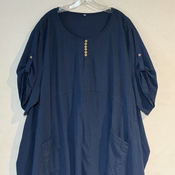 LaovanIn Women's Plus 3XL Tunic Dress Summer Cotton Linen T Shirt Knee-Length - Picture 5 of 16